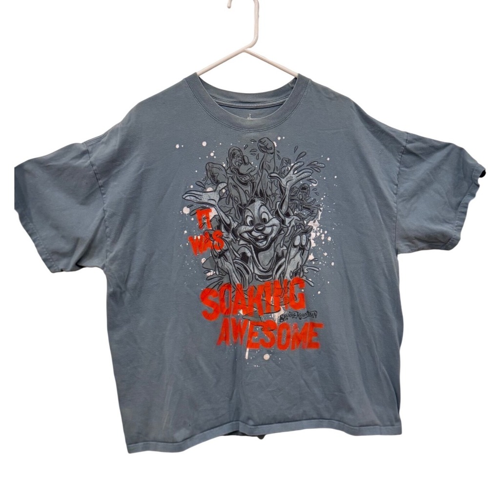 Disney Splash Mountain Soaking Awesome T-Shirt 2XL Blue Tee 2010
RARE 28"Long